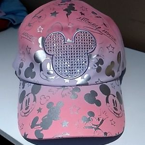 Disney Parks Mickey Mouse Womens Adult Pink Purple Rhinestone Baseball Cap Hat